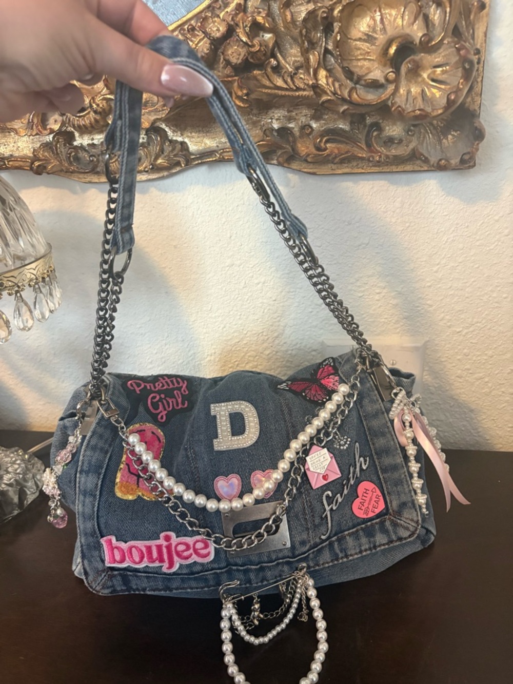 Denim custom made “junk bag”